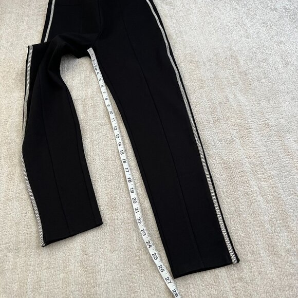 Zara Black Pull On Crop Pants L Bling Tuxedo Striped - Picture 5 of 10
